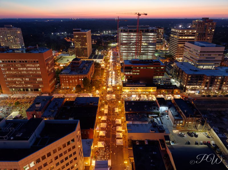 St. Louis Art Fair 2022 at dusk from above