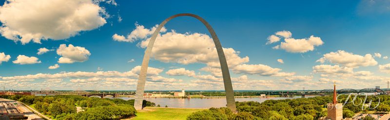 St. Louis City riverfront panorama looking east