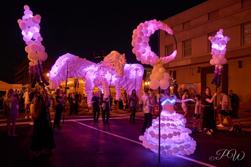 Illuminated balloon puppets at the St. Louis Art Fair 2026