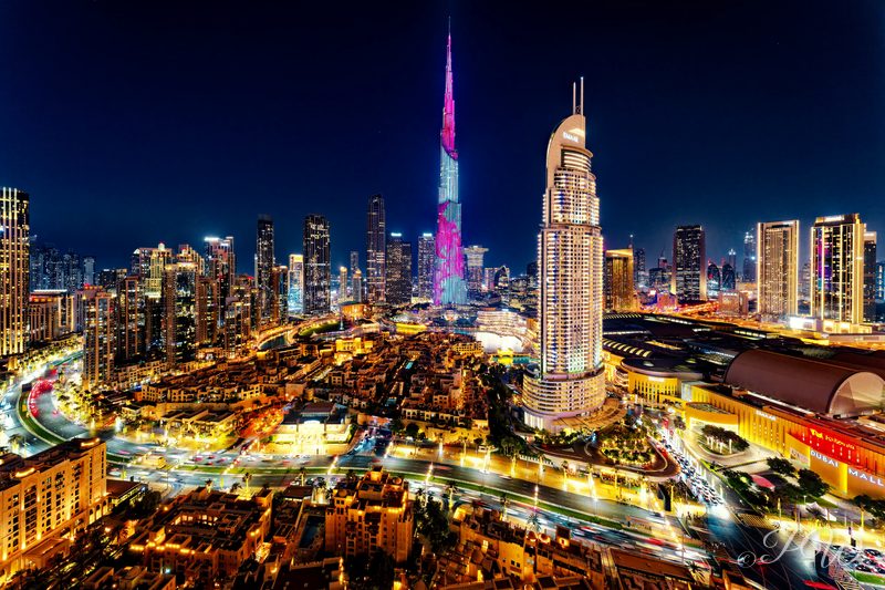 Dubai city at night
