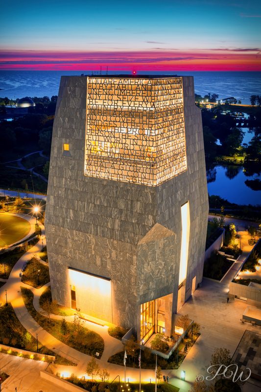 Obama Presidential Center Museum Tower at Twilight