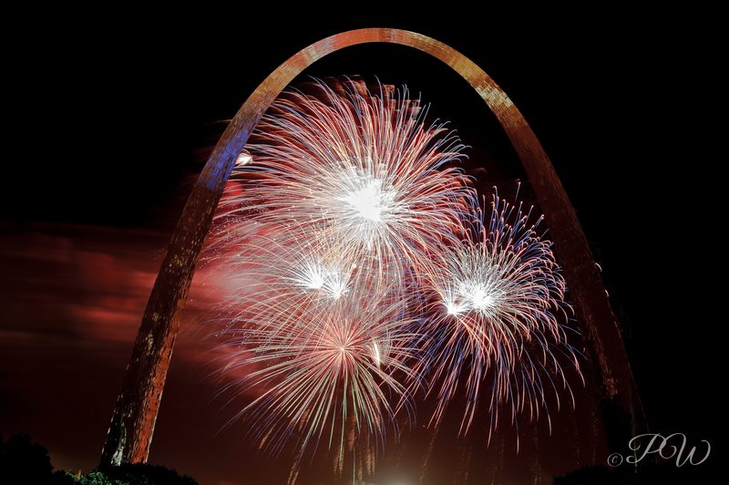 4th of July, 2010 fireworks in front of The Gateway Arch in St. Louis, MO
